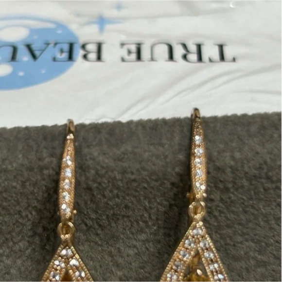 Vintage Citrine and White Sapphire 14K Gold Vermeil Pendant / Earrings Set NWT - Picture 3 of 13